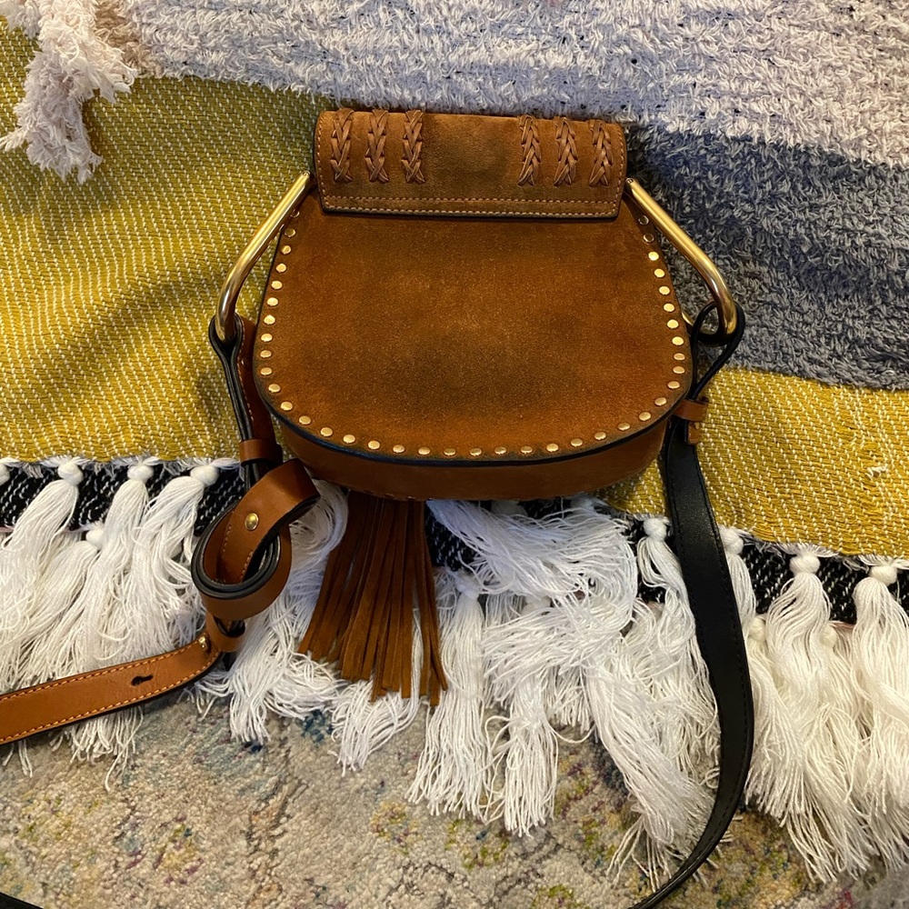 Chloé Brown Suede Crossbody Bag with Tassel - Picture 11 of 16